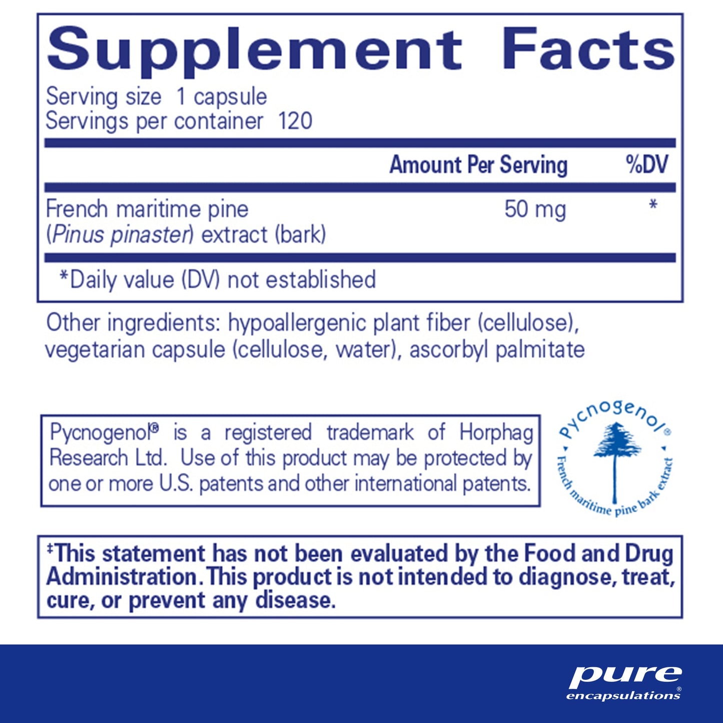 Pycnogenol 50 mg.